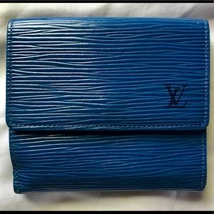 LOUIS VUITTON BLUE ELISE EPI WALLET